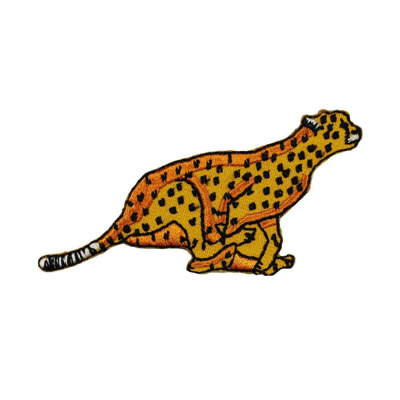 ID 0670 Cheetah Running Patch Cat Chasing Hunt Embroidered Iron On Applique