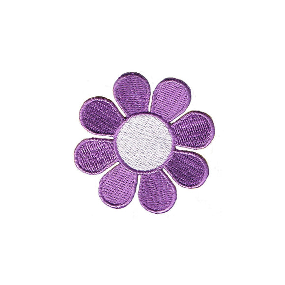 2 Inch Daisy Lavender Petals White Center Patch Hippie Flower Iron On Applique