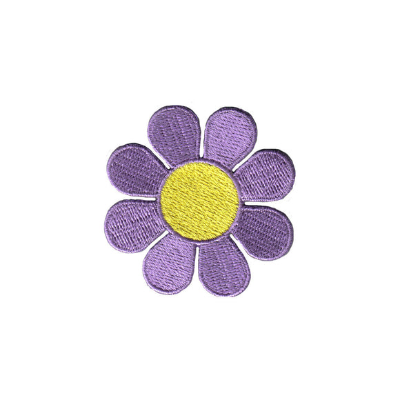 2 Inch Daisy Lavender Petals Yellow Center Patch Hippie Flower Iron On Applique