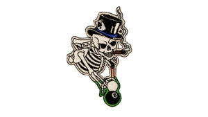Cigar Smoking Skeleton Patch Pool 8 Eight Ball Embroidered Iron On Applique