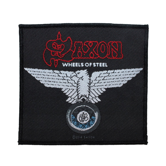 Saxon Wheels of Steel Patch Cover Art Heavy Metal Band Woven Sew On Applique