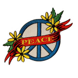 Peace Sign Banner Patch Daisies Hippie Unity Embroidered Iron On Applique