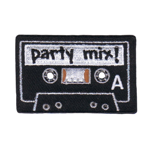 Party Mix Cassette Tape Patch Music Mixtape 1980's Embroidered Iron On Applique