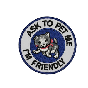 Ask To Pet Me I'm Friendly Patch Guide Dog Service Animal Embroidered Iron On