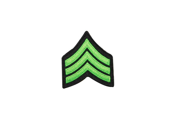 Neon Green Military Stripes Chevron Pattern Embroidered Iron On Applique