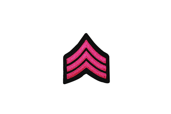 Pink Military Stripes Patch Rank Pattern Chevron Embroidered Iron On Applique