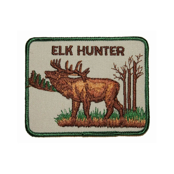 Elk Hunter Patch Sport Shooting Big Game Outdoors Embroidered Sew On Applique