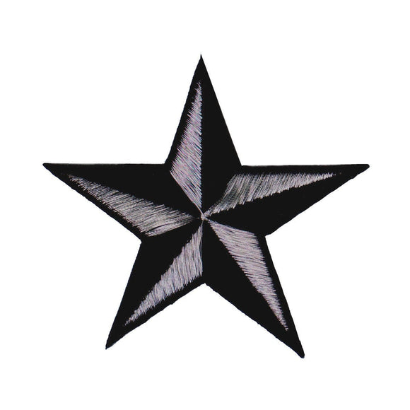 5 INCH Gray Black Nautical Star Patch Tattoo Symbol Embroidered Iron on Applique