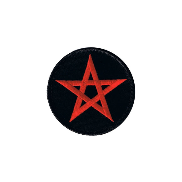 3 INCH Red Pentagram Patch Star Symbol Satan Embroidered Iron On Applique
