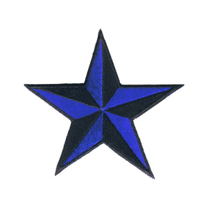 3 INCH Royal Blue Black Nautical Star Patch Tattoo Embroidered Iron on Applique