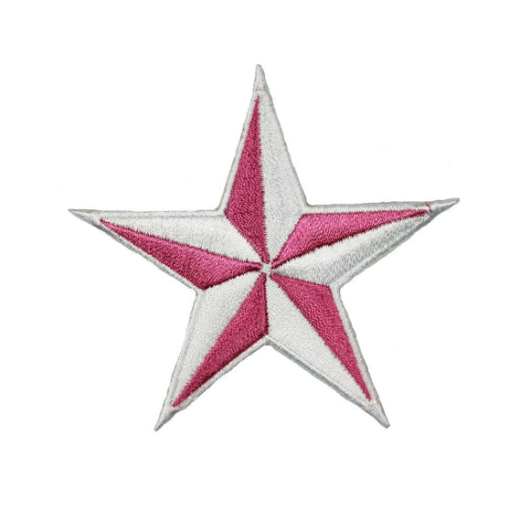 3 INCH Pink White Nautical Star Patch Tattoo Symbol Embroidered Iron On Applique