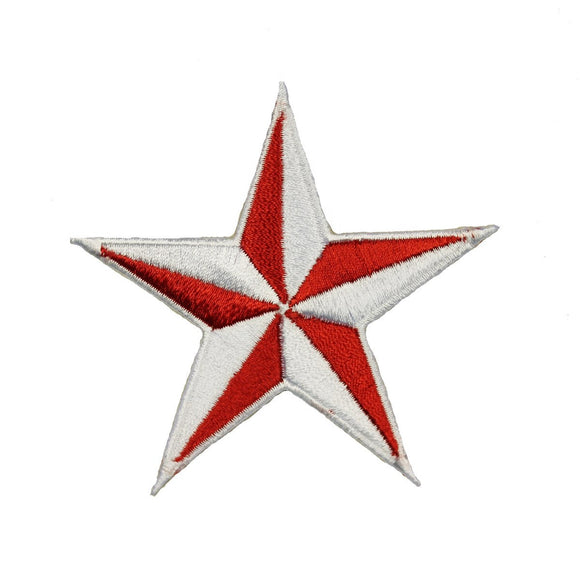 3 INCH Red White Nautical Star Patch Tattoo Compass Embroidered Iron On Applique