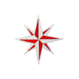 Red and White Eight 8-Point Compass Rose Nautical Star Iron On Applique Patch