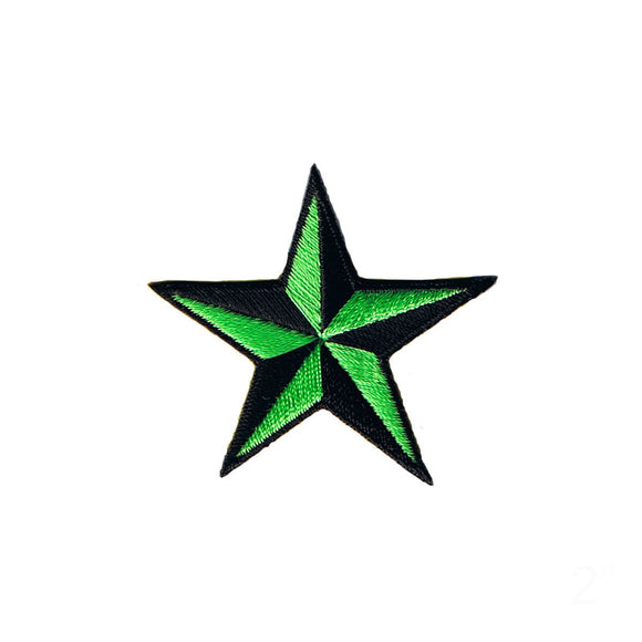 2 INCH Green Black Nautical Star Patch Compass Embroidered Iron on Applique