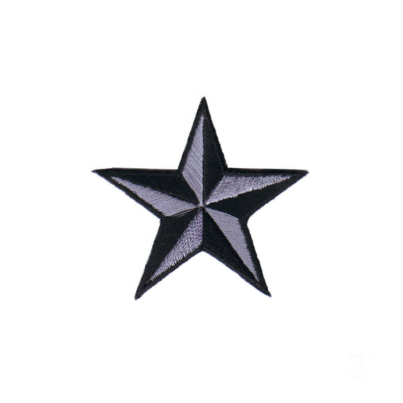 2 INCH Gray Black Nautical Star Patch Tattoo Symbol Embroidered Iron On Applique