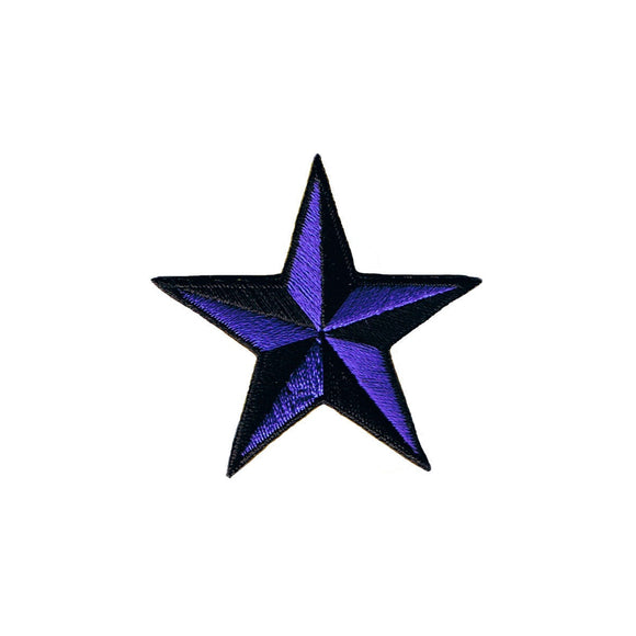 2 INCH Purple Black Nautical Star Patch Tattoo Art Embroidered Iron On Applique