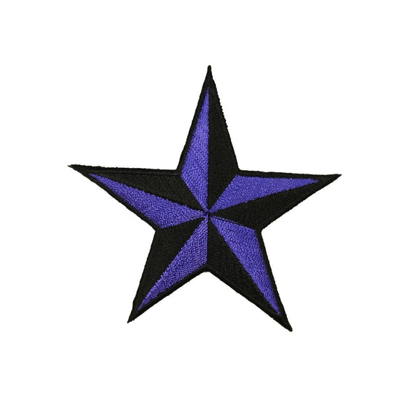 3 INCH Dark Purple Black Nautical Star Patch Tattoo Embroidered Iron On Applique