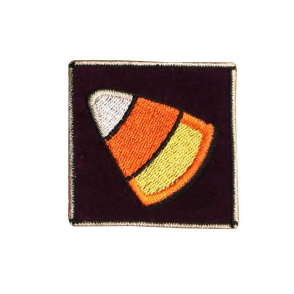 ID 0840A Candy Corn Badge Patch Halloween Treats Embroidered Iron On Applique