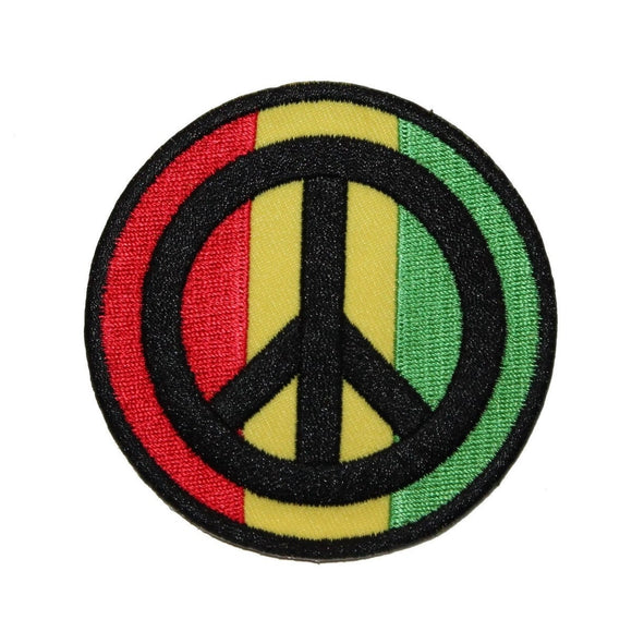 Rastafarian Reggae Peace Sign Patch Hippy Badge Embroidered Iron On Applique