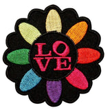 Love Daisy Flower Patch Peace Hippie Colorful Embroidered Iron On Applique