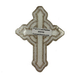Catholic White Cross Patch Christian Faith Craft Embroidered Iron On Applique