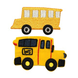 ID 0950AB Set of 2 Kids School Bus Patch Drive Van Embroidered Iron On Applique