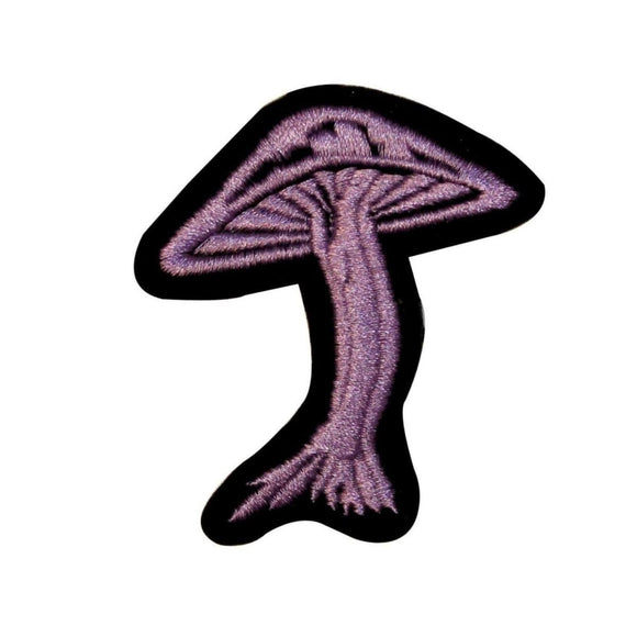 Light Purple Mushroom on Black Velvet Patch Shroom Embroidered Iron On Applique