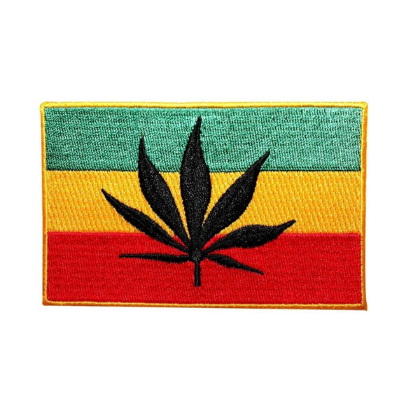 African Rastafari Flag Patch Cannabis Marijuana Embroidered Iron On Applique