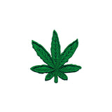 Green Pot Leaf Die Cut Patch Stoner Plant Cannabis Embroidered Iron On Applique