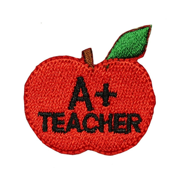 ID 0954 A+ Teacher Apple Patch Class Kids Gift Sign Embroidered Iron On Applique
