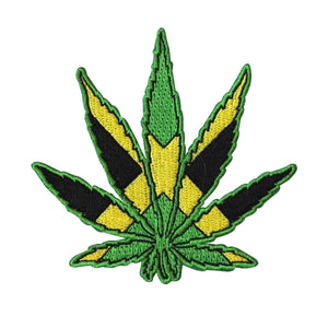 Jamaican Flag Pot Leaf Patch Reggae Weed Hemp Embroidered Iron On Applique