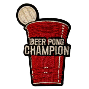 Beer Pong Champion Patch Game Drinking Embroidered Iron On Badge Applique