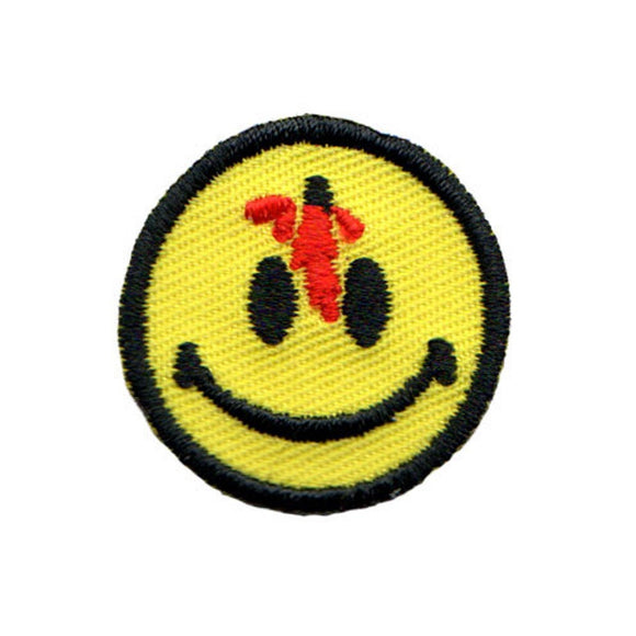 Small Bloody Bullet Smiley Face Patch Happy Smile Embroidered Iron On Applique
