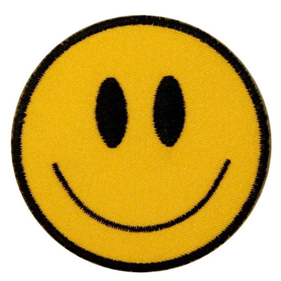Smiley Face Patch Happy Smile Emoji Retro Hippie Embroidered Iron On Applique