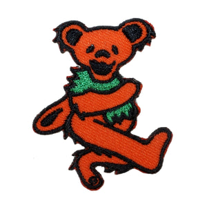 Grateful Dead 2" Orange Dancing Bear Patch Psychedelic Rock Iron On Applique