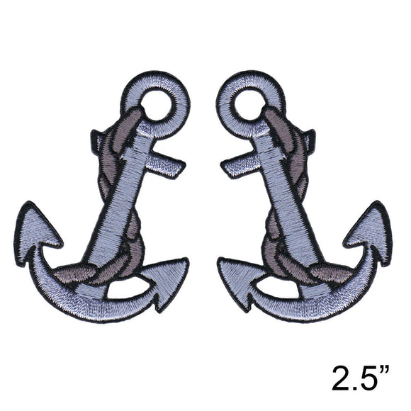 Nautical Anchor Patches Vessel Sea Set of 2 Embroidered Iron On Applique