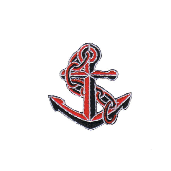 Black Red Anchor Patch Chain Artist ChuckWagon Embroidered Iron On Applique