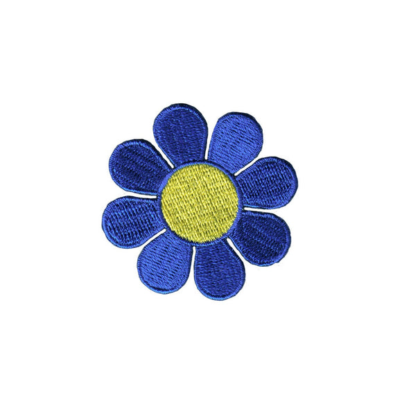 2 Inch Daisy Dark Blue Petal Yellow Center Patch Flower Hippie Iron On Applique