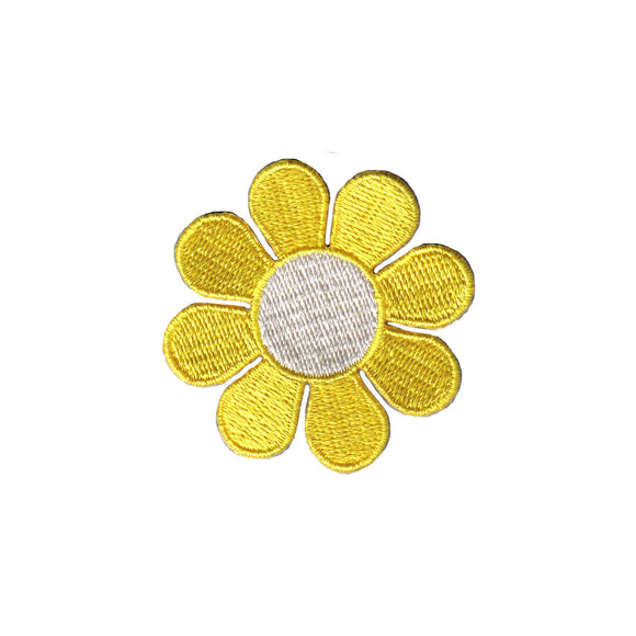 2 Inch Daisy Yellow Petals White Center Patch Hippie Flower Iron On Applique