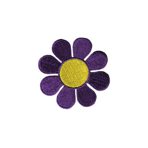 2 Inch Daisy Dark Purple Petals Yellow Center Patch Flower Iron On Applique