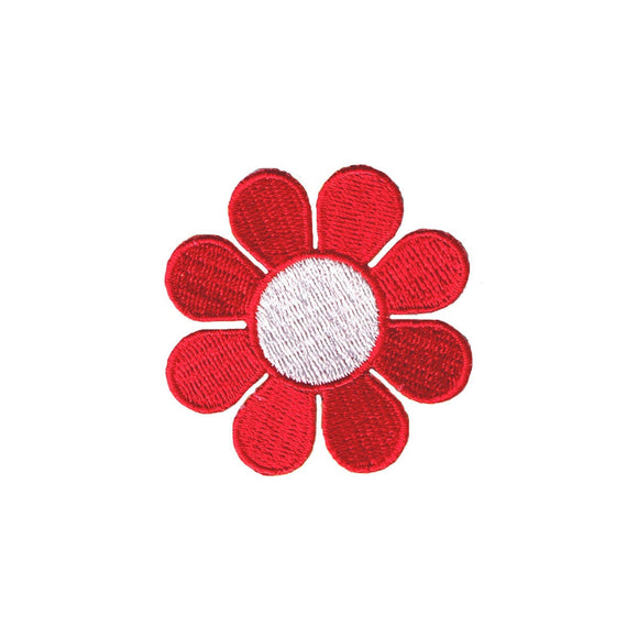 2 Inch Daisy Red Petals White Center Patch Hippie Flower Iron On Applique