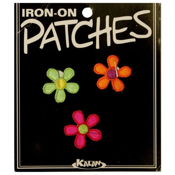 Set of 3 Multicolor Daisy Patches Spring Colorful Embroidered Iron On Applique
