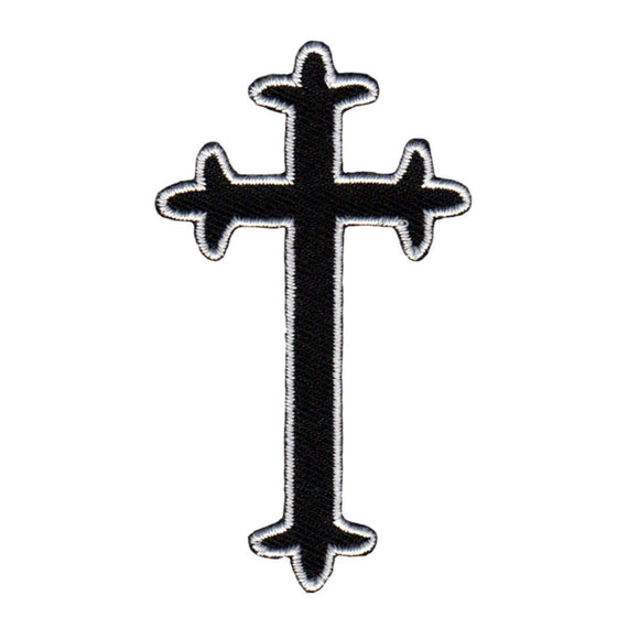 Black Ornate Cross Patch Iron On Gothic Christian Faith Craft Iron On Applique