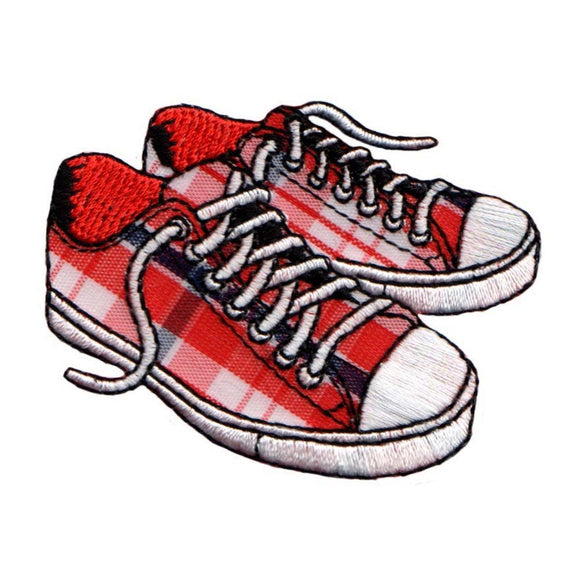 Plaid Tennis Shoes Patch Sneakers Laces Chucks Embroidered Iron On Applique