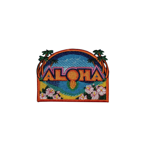 Aloha Patch Beach Hawaii Tropical Vacation Embroidered Iron On Applique