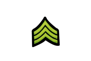Bright Green Military Stripes Patch Chevron Embroidered Iron On Applique
