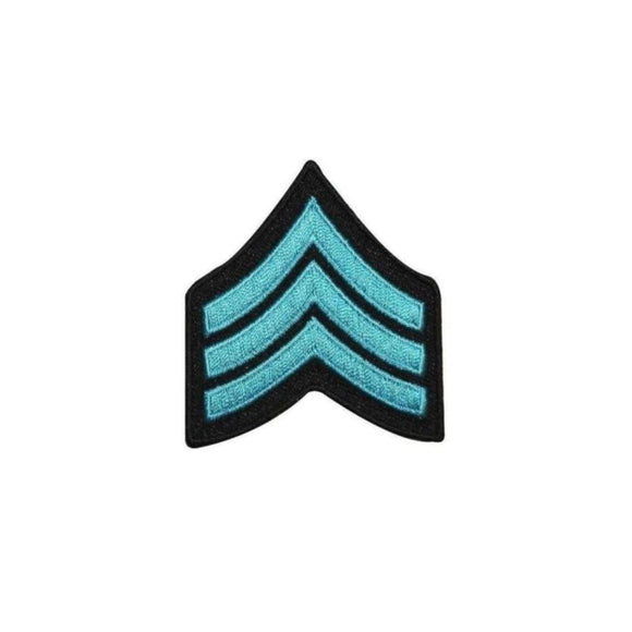 Bright Blue Military Stripes Patch Chevrons Embroidered Iron On Applique