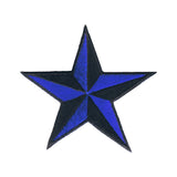 5 INCH Blue Black Nautical Star Patch Navigation Embroidered Iron On Applique