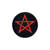 2 INCH Red Pentagram Patch Star Symbol Satan Embroidered Iron On Applique