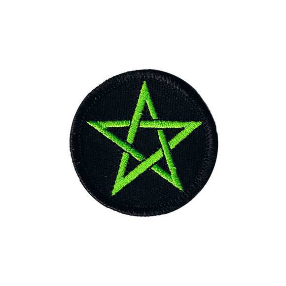 2 INCH Neon Green Star in Circle Patch Symbol Embroidered Iron On Applique